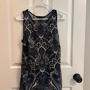 White House Black Market Black and Blue Paisley Blouse